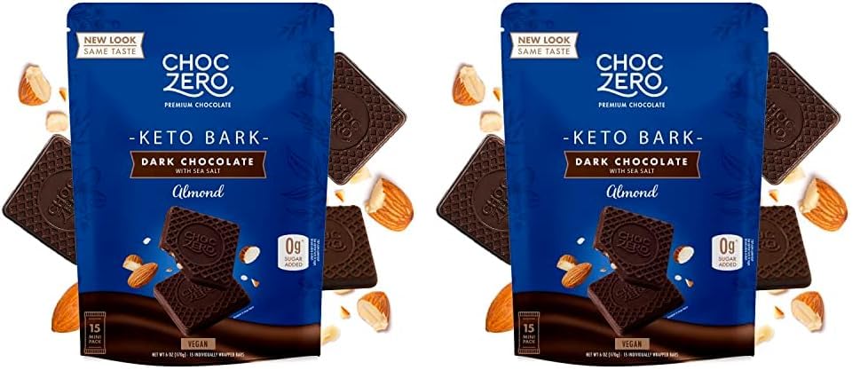 ChocZero Dark Chocolate with Almonds Sea Salt Keto Bark